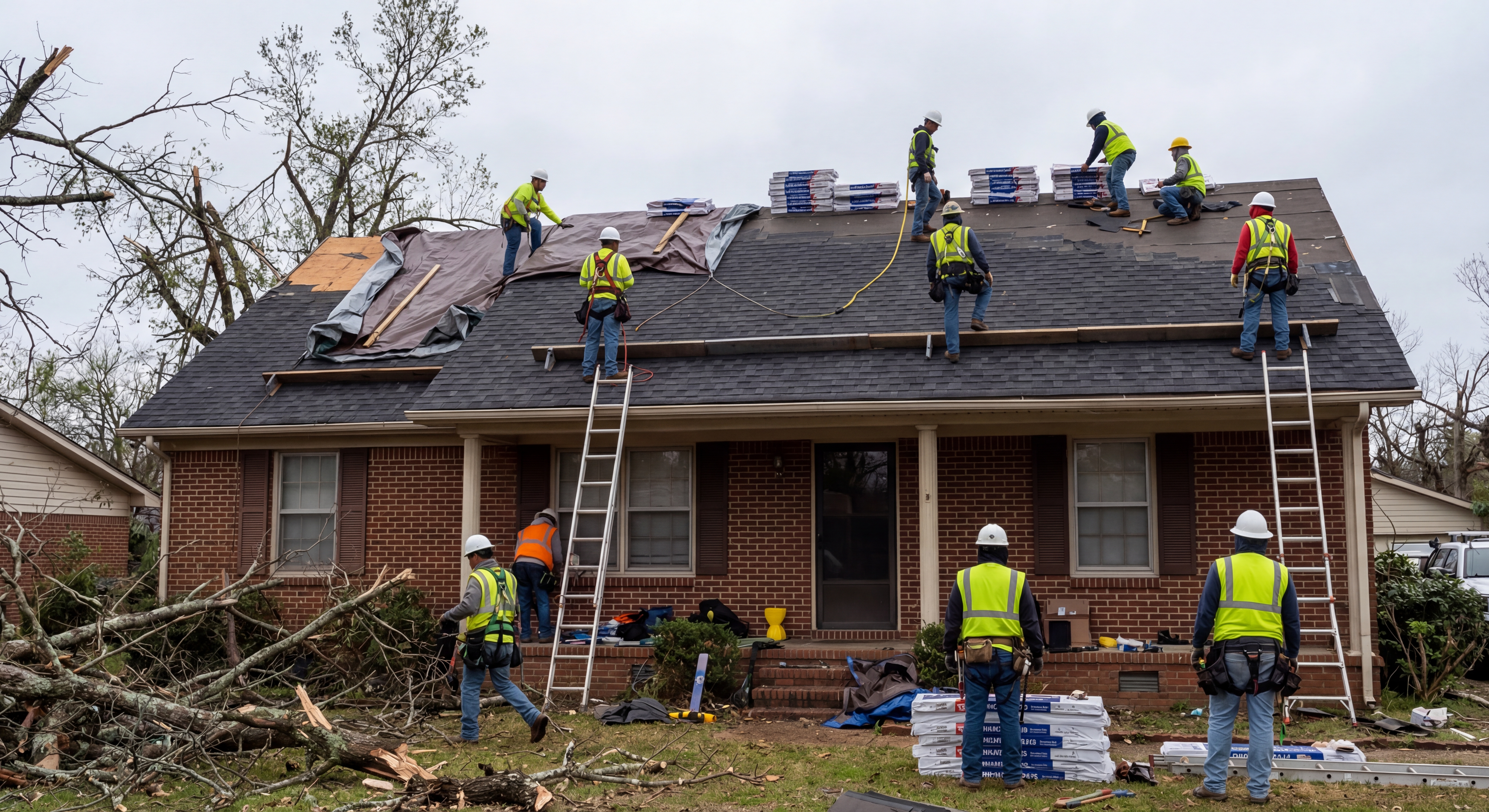 Ashley County Storm Damage crew working on storm damage